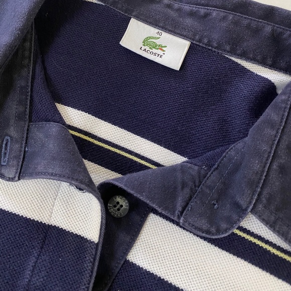 Lacoste navy blue and white stripes sailor marine polo shirt top Eur 40 US M-L - Picture 7 of 7